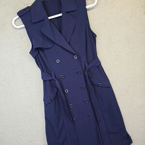 Vintage Spense Trench Dress Womens M Sleeveless Button‎ Preppy Academia Sailor